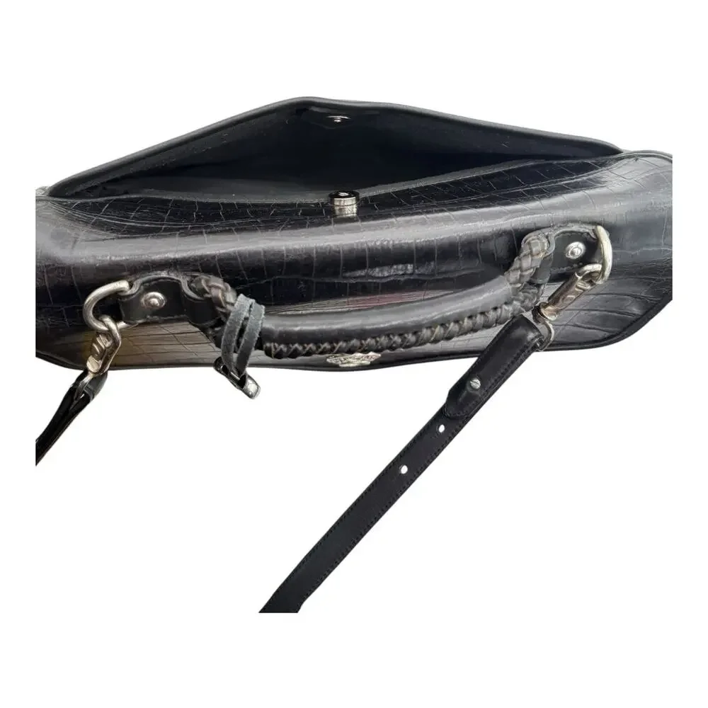 Brighton Black‎ Leather Briefcase Satchel Laptop Travel Shoulder Bag Vintage VGC